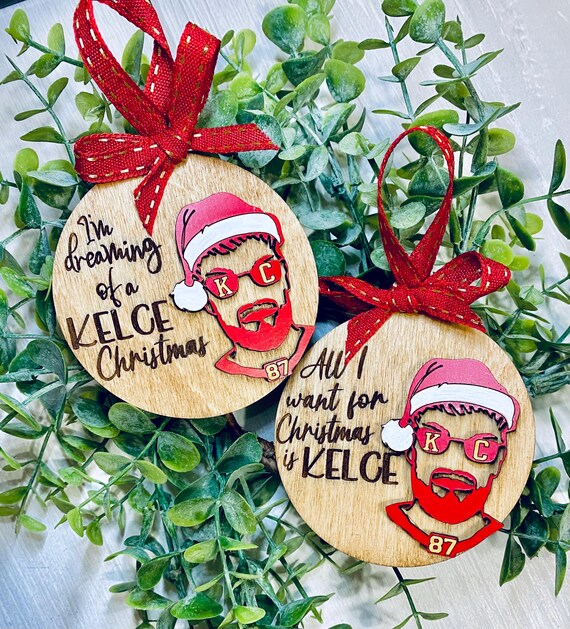 Kelce Christmas Ornament | Travis Kelce Chiefs Santa Ornament