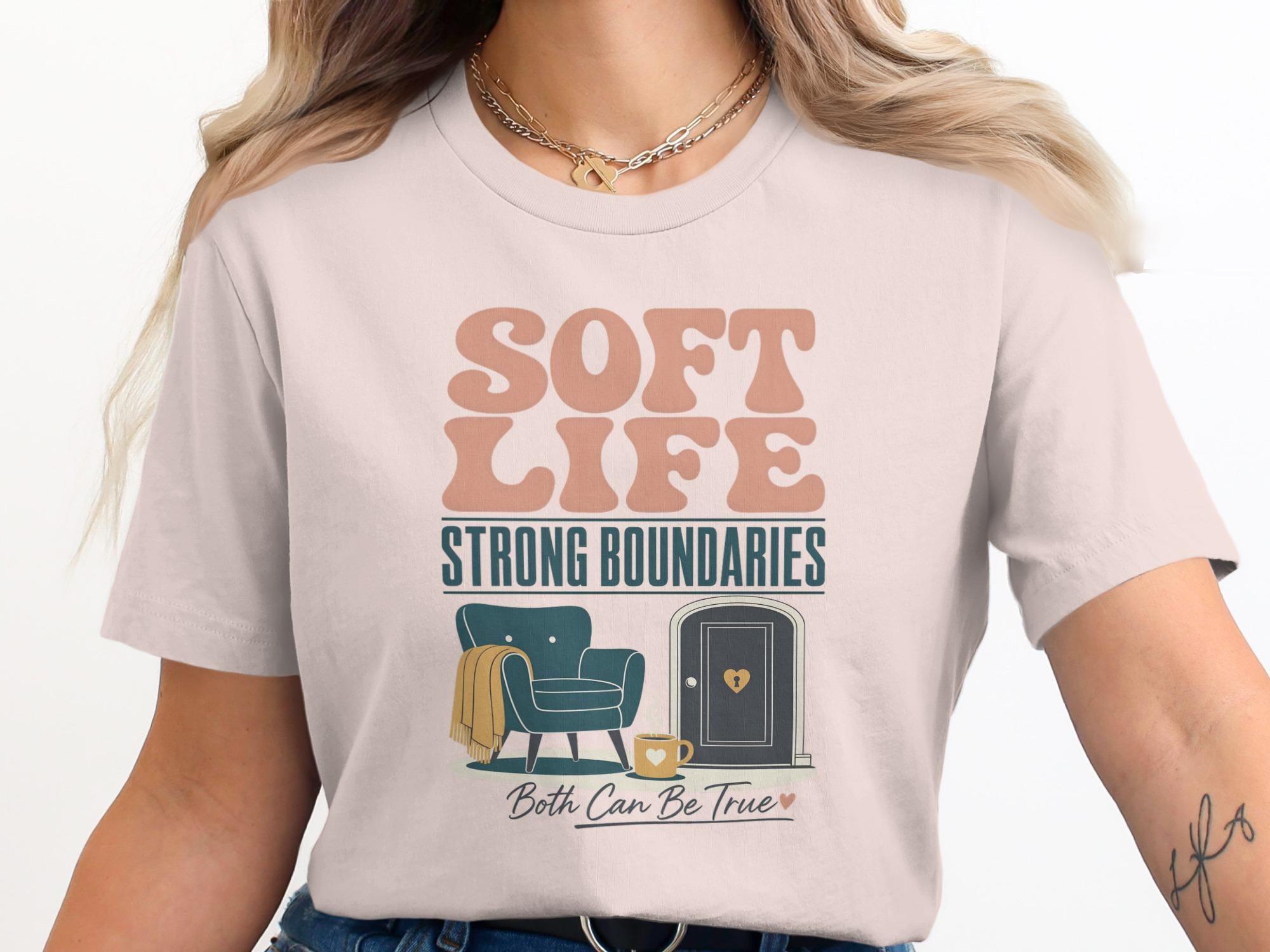 Soft Life Strong Boundaries T-Shirt, Cozy Aesthetic Top, Self-Care Gift for Her, Mental Health Awareness Shirt