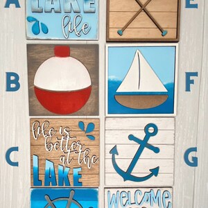 Lake Life Leaning Ladder Interchangeable Tile House Boat Tiered Tray Sign Farmhouse Summer Cabin Seasonal Decor Insert Mini 3D Wood Sign