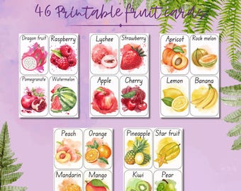 46 Fruit Flashcards | Early Learning Printable, Vocabulary, Flash Cards, Preschool, Toddler, Homeschool Resources