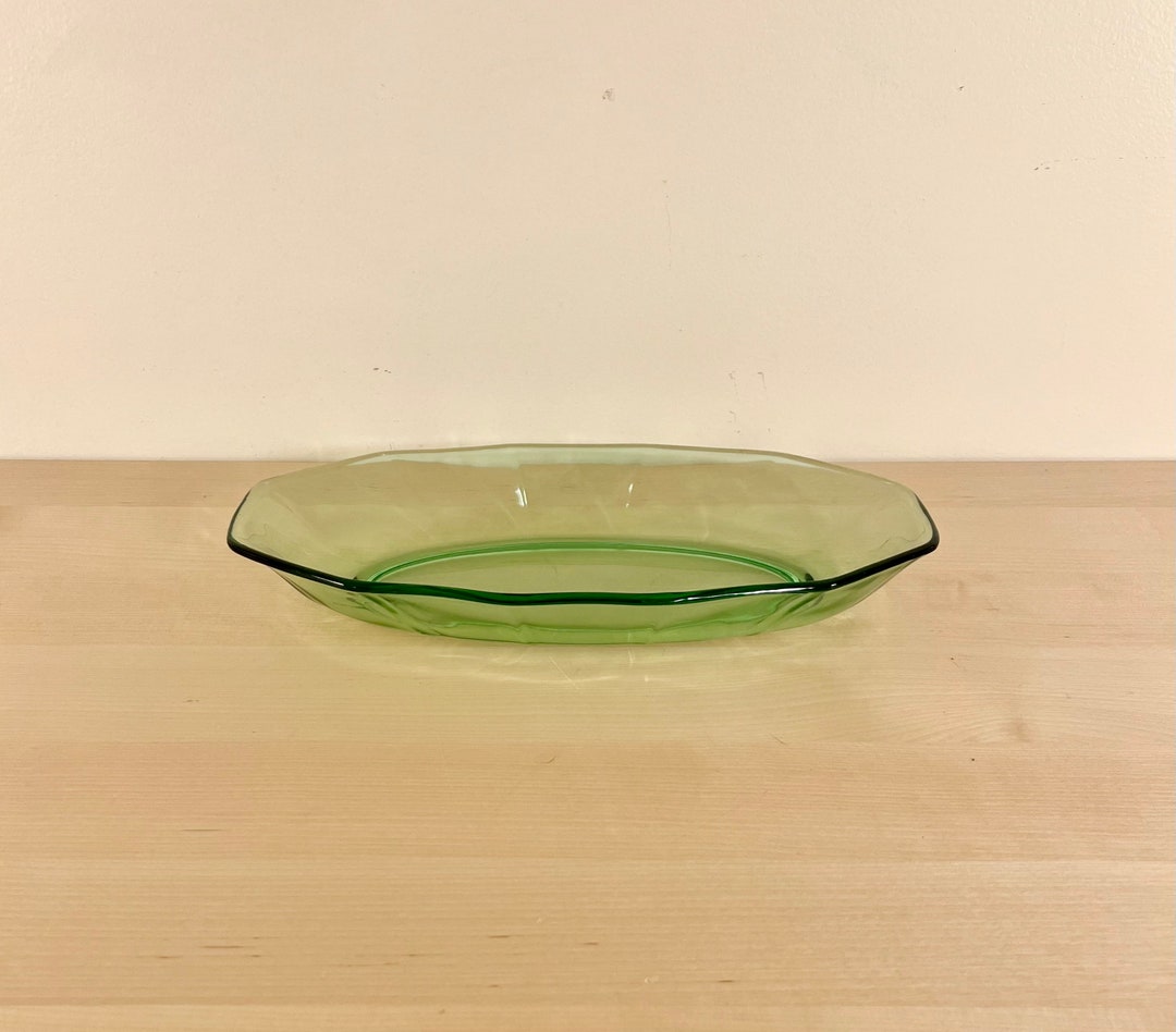 Vintage Uranium Glass Serving Dish, Fostoria Green Glass Platter Etsy