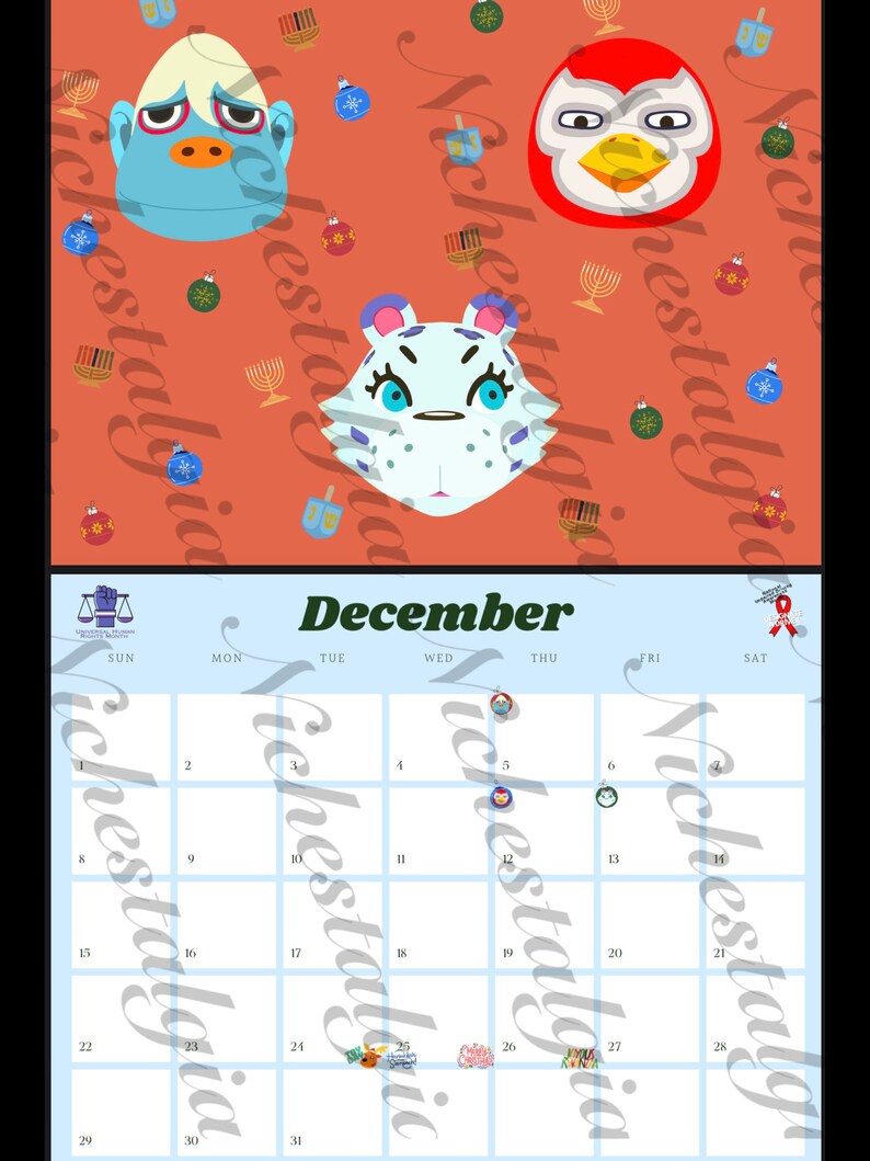 Virtual ACNH Animal Crossing Inspired 2024 Calendar INSTANT Etsy