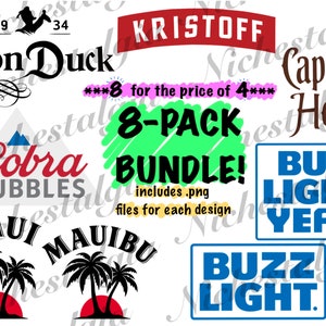 Alcohol Woordspelingen 8-PACK BUNDEL Instant Download Donald Captain Buzz Cobra Maui Kristoff Overzicht Duck Hook Light Bubbles Bud Smirnoff Coors Julio