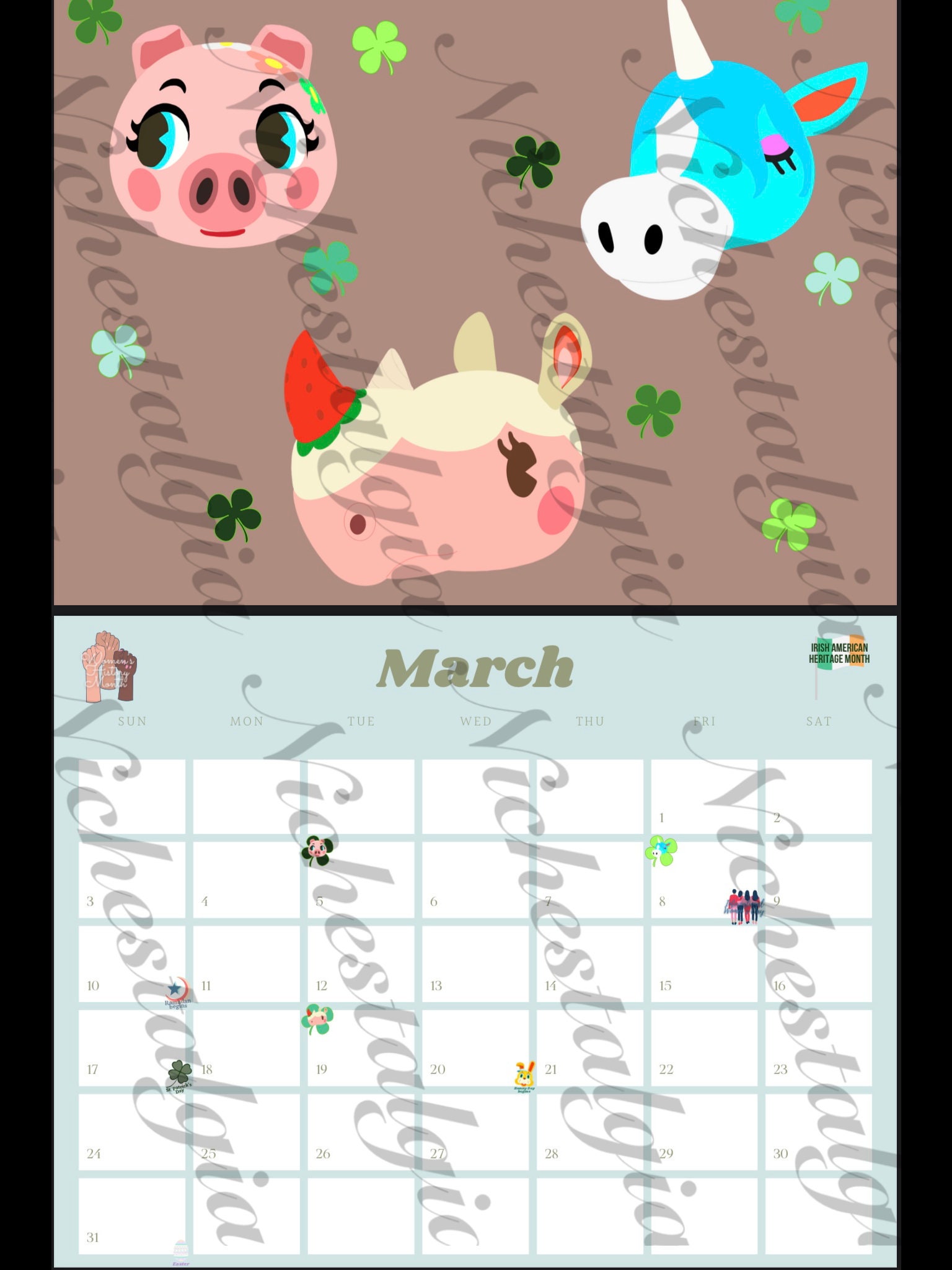 Virtual ACNH Animal Crossing Inspired 2024 Calendar INSTANT DOWNLOAD