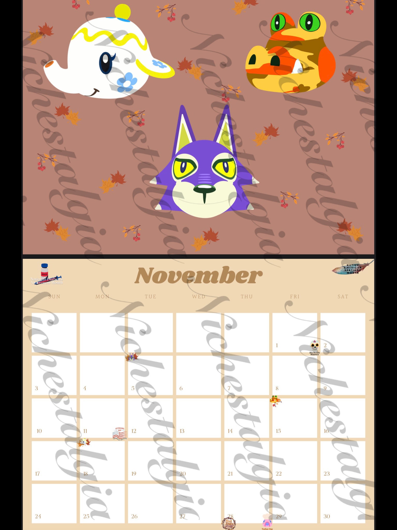 Virtual ACNH Animal Crossing Inspired 2024 Calendar INSTANT Etsy