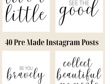 Può includere: Quattro stampe tipografiche in bianco e nero con citazioni ispiratrici. Le citazioni sono "live a little", "see the good", "be you bravely", e "collect beautiful moments".