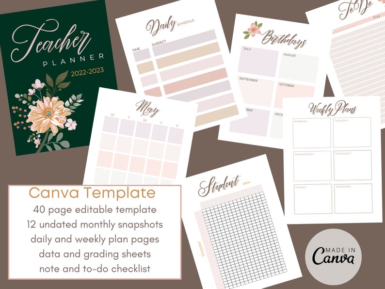 Canva planner template for teachers digital or print Etsy