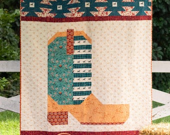 Heartland Boot Quilt Pattern PDF – Western Quilt Design, Cowboy Boot Quilt, Instant Download Quilt Pattern