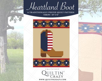 Heartland Boot Quilt Pattern PDF – Western Quilt Design, Cowboy Boot Quilt, Instant Download Quilt Pattern