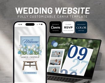 Modern Wedding Website Template: Editable Canva Design (Digital Download)
