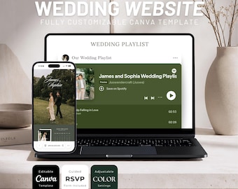 Modern Wedding Website Template, Canva Editable (Digital Download)