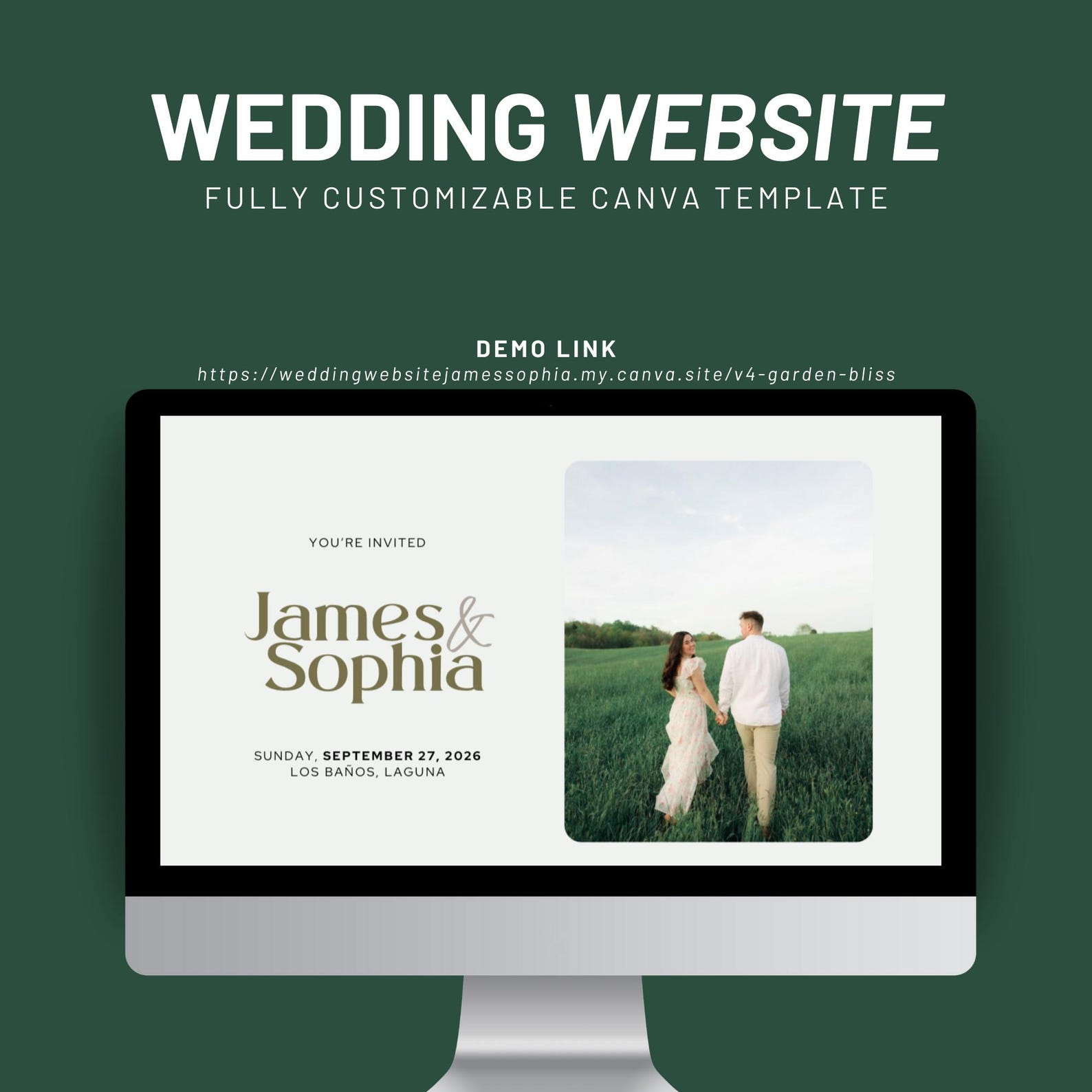 Modern Wedding Website Template, Editable Canva Design (digital ...