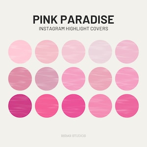 Palette rose surlignées Instagram : 15 icônes PNG (téléchargement numérique)