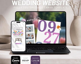 Editable Wedding Website Template, Canva Design (Digital Download)