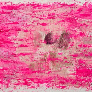 Original oil painting, skull memento mori, neon pink unique artwork