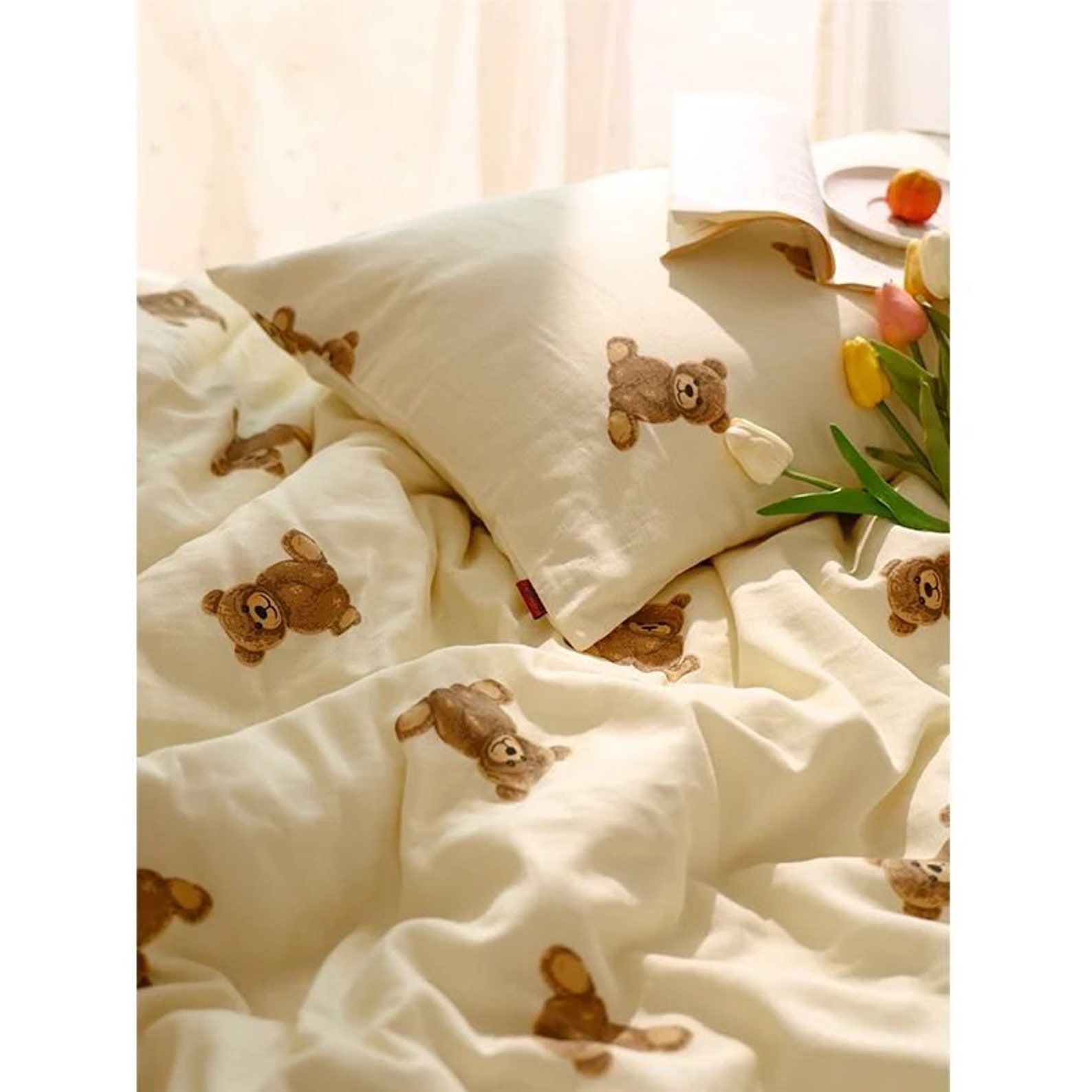 Classic Teddy Bear Duvet Cover Set Teens Kids Cream White Etsy