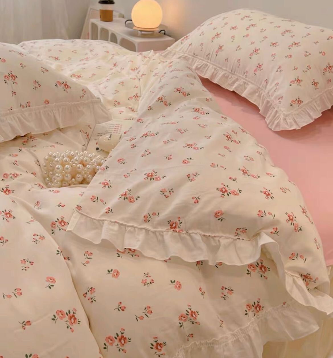 Omelas Blush Pink Ruffled Duvet Cover Set Full/Queen Size Vintage Ruffle  Fringe Comforter Cover Solid Color Farmhouse Rustic Bedding Soft  Microfiber,Zipper Closure,2 Sham (Mauve Pink, Queen) : : Home