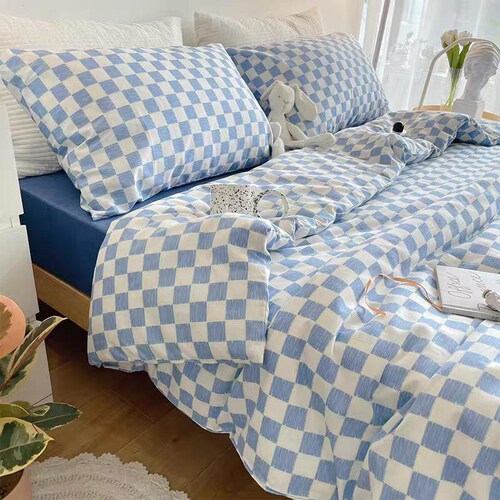 Geometric Blue and White Chessboard 