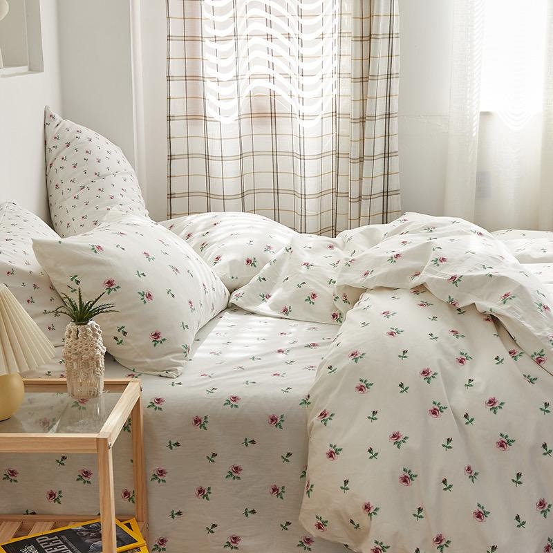 Cottagecore Pink Rose Duvet Cover Set Vintage Floral Etsy