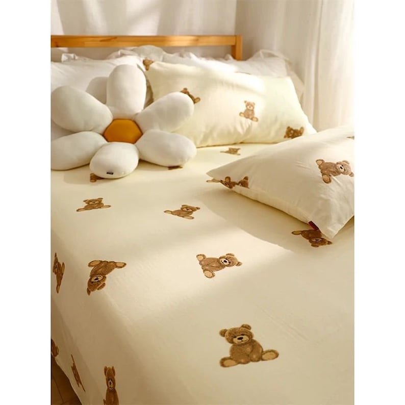 Classic Teddy Bear Duvet Cover Set Teens Kids Cream White Etsy