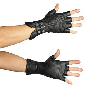 LEATHER ARCHERY GLOVES - Soft Black Leather Fingerless Gloves, Goth Gloves, Cosplay Gloves, Festival Fashion, Fire Safe Gloves, Cyberpunk