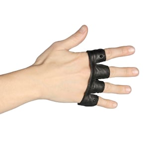 Zwarte LEDEREN KNUCKLEW HANDSCHOENEN van 5D x Steam Trunk - Unisex vingerloze handschoenen, knokkelhoezen, festivalmode, donkere mode,