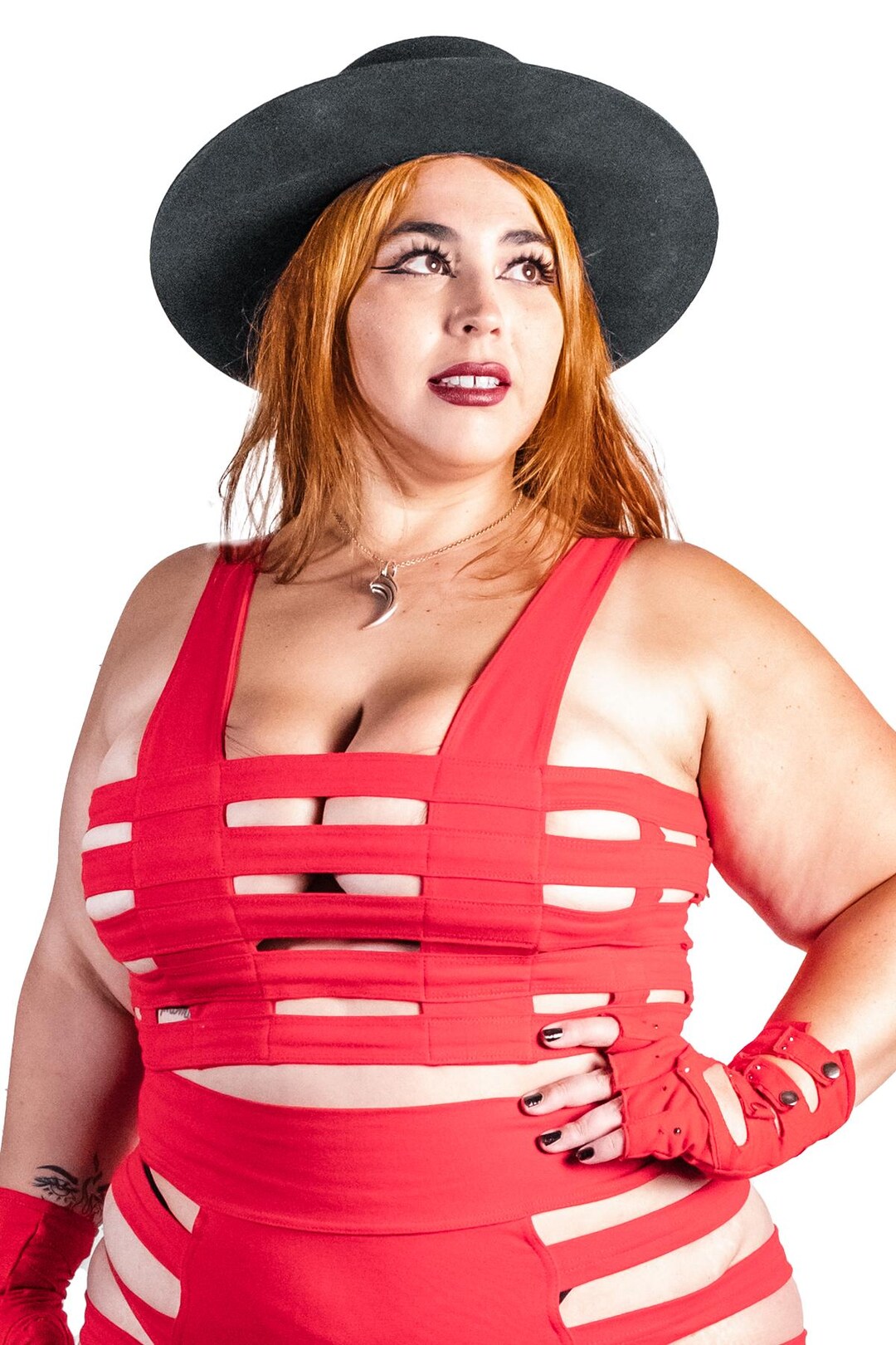 Red Dominant Cage 2 Piece Bra Set