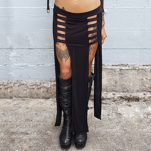 Black CAGE SKIRT by Five and Diamond Strappy Long Skirt Goth Rave Streetwear Cosplay Burningman Festival Fashion Sexy