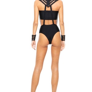 Black Mesh HERA ONE PIECE By Five and Diamond x Stellar Dust Sexy, Womans Swim Romper, Jumper, Goth, Festival Fashion image 6