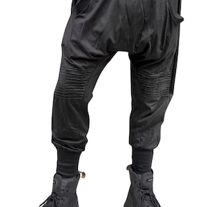 DIAMOND JOGGER PANTS - Black Cotton Drop Crotch Pants, Comfortable But Stylish, Unisex