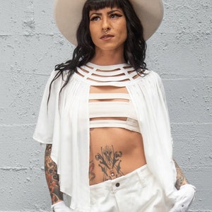 White DESERT CAPE By Five and Diamond x Stellar Dust, Unique, Unisex, Cover Up, Festival Fashion, image 2