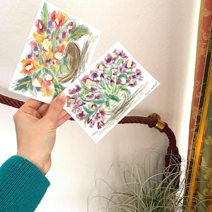 Handgemalte Aquarell Karten – Original Kunst Grußkarten auf 10,5 x 15 cm | Innen leer