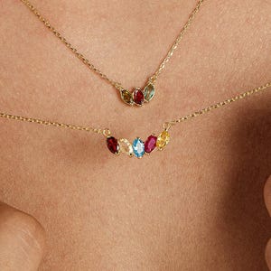 Family Birthstone Necklace: Custom Mother&#39;s Gift, Gemstone Pendant