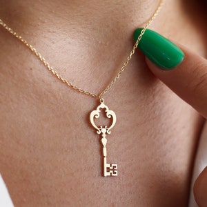 Key Necklace, Small Key Necklace, Gold Key Pendant, Dainty Necklaces by Luxury Dainty Jewelry,18K Gold Key Necklace,Christmas gift