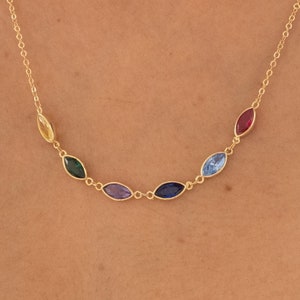 Custom Family Birthstone Necklace, Mothers Necklace with Kids Birthstone, Personalized Birthstone Jewelry, Gift for Mom,Christmas Gift