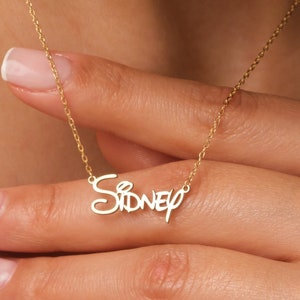 Personalized Disney Font Necklace, Disney Font Name Necklace,Customized Nameplate Plated,Children Name Necklace,Christmas Gift,