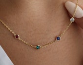 Personalized Birthstone Necklace, Birthstone Jewellery,Multiple Birthstone Necklace, Family Birthstone Necklace,Christmas gift
