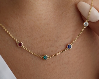 Personalized Birthstone Necklace, Birthstone Jewellery,Multiple Birthstone Necklace, Family Birthstone Necklace,Christmas gift