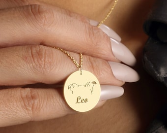 Personalized Dog Ear Necklace, Dog Name Necklace, Custom Pet Jewelry, Pet Name Necklace, 18K Gold Dog Ear Necklace, Pet Memorial Gift,
