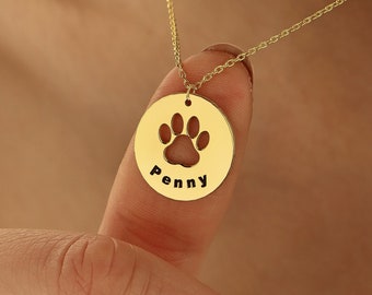 18K Gold Paw Necklace, Paw Pendant,Pet Memorial Gift,Dainty Paw Necklace,Pet Jewelry,Animal Necklace,Dog Lover Necklace,Christmas Gift