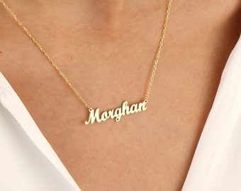 Collar con placa de nombre de oro de 18K, joyería personalizada, collar personalizado, collar minimalista, regalo personalizado, regalo de Navidad