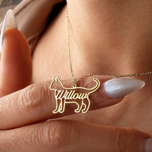 Personalized Cat Name Necklace, Dainty Cat Name Necklace, Cat Name Necklace For Children, Personalized Cat Memorial Gift,Christmas Gift
