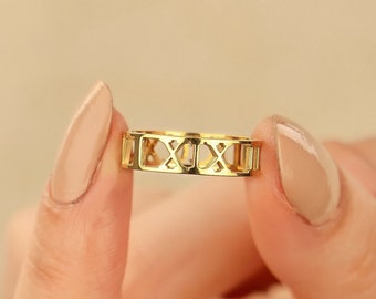 18K Gold Roman Numeral Ring, Special Dainty Ring, History Symbolic Jewelry, Anniversary Gift, Personalized Jewelry, Christmas Gift