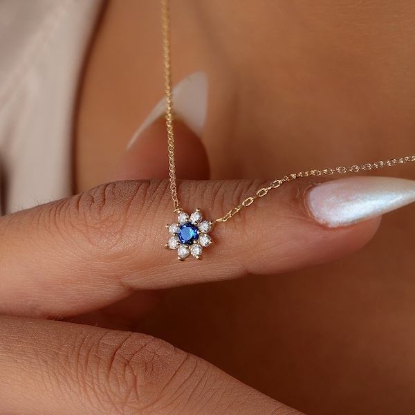 Dainty Brithstone Necklace, 925 Sterling Silver Family Birthstone Necklace, Zircon Stone Necklace, Birthstone Jewelry, Birthday Gift