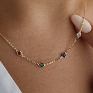 Collier personnalisé avec pierres de naissance, bijoux avec pierres de naissance, collier avec plusieurs pierres de naissance, collier familial avec pierres de naissance, cadeau de Noël image 1