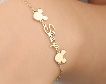 Kids Disney Font Bracelet,Disney Font Name Bracelet,Custom Name Plate Covering,Children's Name Bracelet, Gift for Kids, Disney Gift,