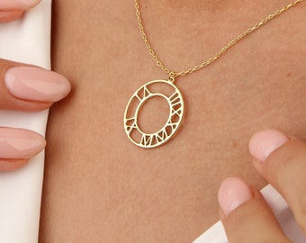 Roman Numerals Necklace, Custom Dainty Pendant, Anniversary Gift, Personalized Jewelry, Christmas Gift, Gift for Her