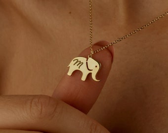 18K Gold Elephant Necklace, Silver Elephant Necklace, Animal Jewelry, Elephant Charm, Gift for Elephant Lovers, Christmas Gift,