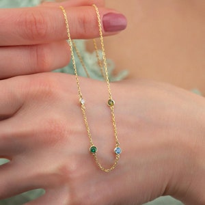 Birthstone Necklace for Mom, Personalized Birthstone Necklace, Family Birthstone Necklace, Christmas Gift, Birthday Gift