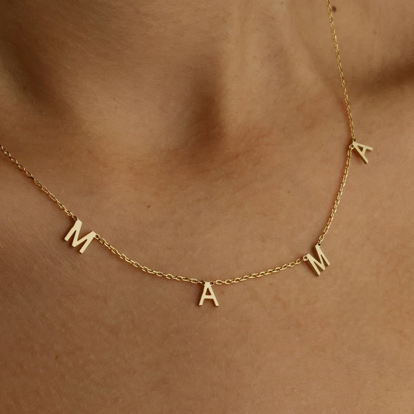 18K GOLD MAMA NECKLACE,Personalized Necklace,Minimalist Necklace With Name,Initial Necklaces,Handmade Jewelry,Necklace for Women, Gifts